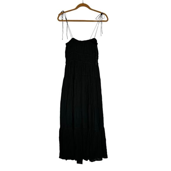 NWOT JCrew Black Clio Dress in Textured Gauze Tie Shoulder Midi Dress Size Small - Picture 3 of 8